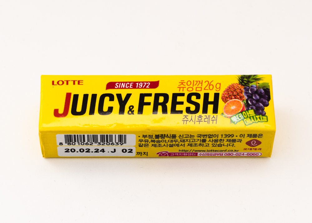 Жевательная резинка «LOTTE» JUICY & FRESH
упаковка 9 пластин Жевательная резинка «LOTTE» JUICY & FRESH
упаковка 9 пластин